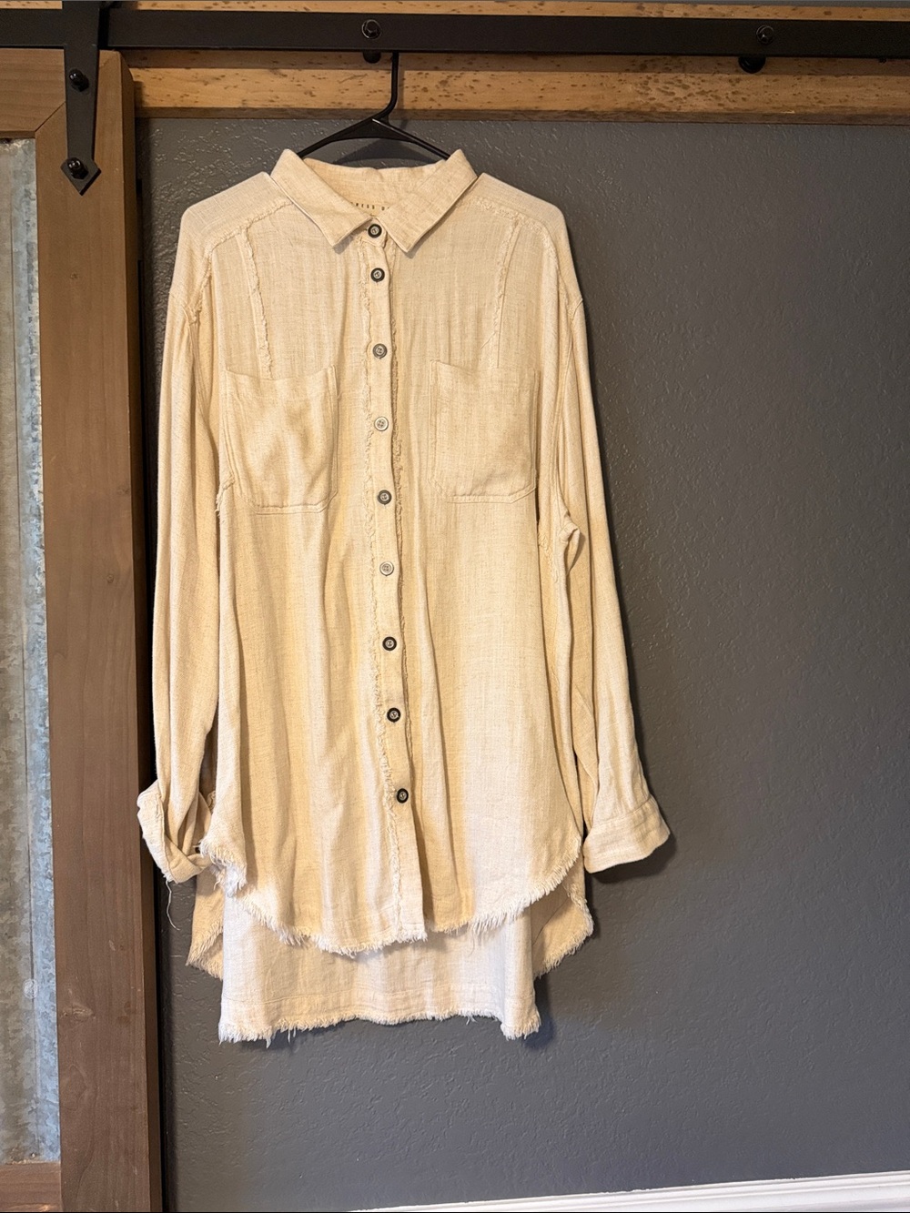 Relaxed Cream Button-Down Collared Shirt